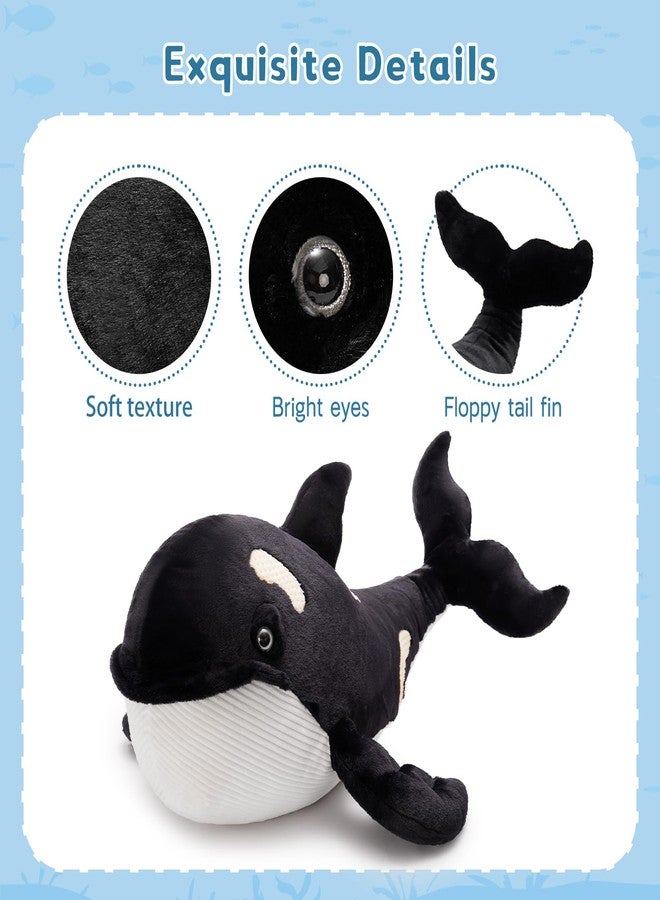 MorisMos 31.5Inch Orca Stuffed Animal, Realistic Stuffed Orca Plush Toy, Soft Killer Whale Stuffed Animal Toy Sea Animal Gift for Kids Birthday Christmas - Image 3